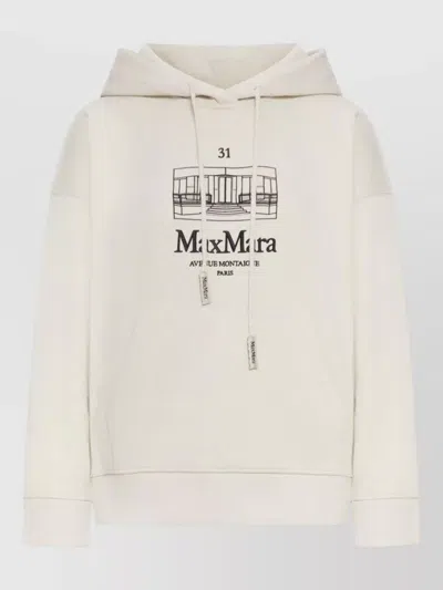 S Max Mara Andrea Hooded Sweatshirt Embroidered Logo In White