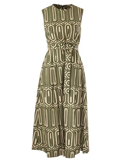 's Max Mara S Max Mara Womens Kaki Andreis Abstract-pattern Cotton-poplin Maxi Dress