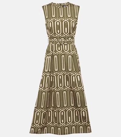 's Max Mara Andreis Printed Cotton Poplin Midi Dress In Green