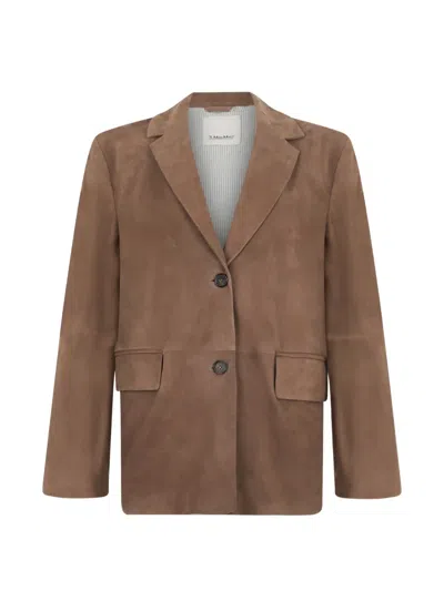 's Max Mara Anfora Suede Notched-lapel Jacket In Brown