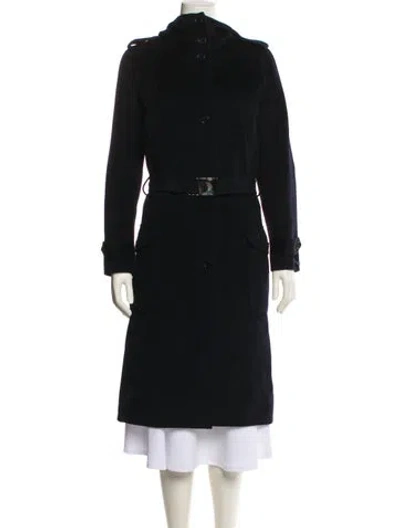 Pre-owned 's Max Mara Angora Trench Coat In Blue