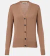 's Max Mara Wool Cardigan With Ribbed Cuffs And Hem In Brown