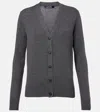 's Max Mara Apollo Wool Cardigan With Elbow Patches In Gray