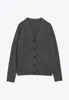 's Max Mara Apollo Wool Cardigan With Elbow Patches In Gray