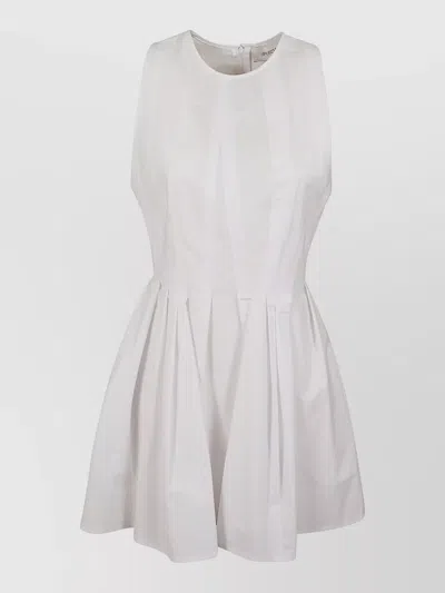S Max Mara Ara Dress Sleeveless Round Neck Pleated Skirt In White