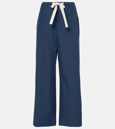 S MAX MARA ARGENTO COTTON WIDE-LEG PANTS