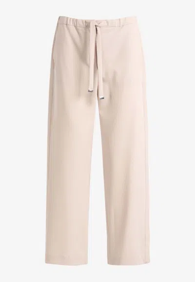's Max Mara Argento Virgin Wool Elasticated Pants In Beige