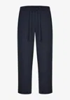 's Max Mara Argento Virgin Wool Elasticated Pants In Navy
