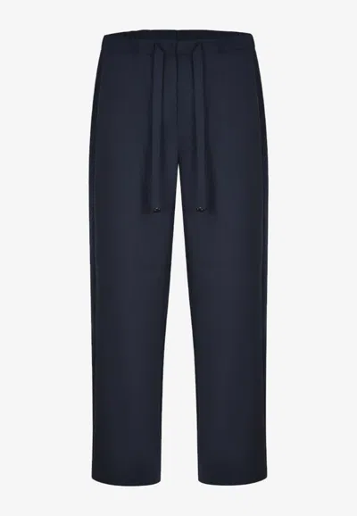 's Max Mara Argento Virgin Wool Elasticated Pants In Navy