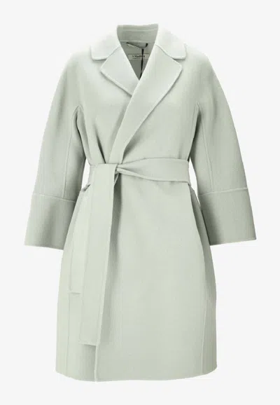's Max Mara Arona Belted Wool Coat In Green
