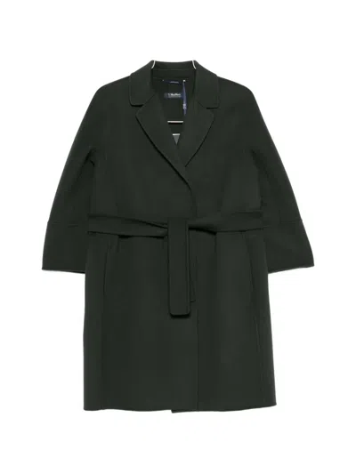 S Max Mara Arona Belted Wool Coat In Green