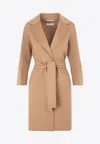 S Max Mara Arona Belted Virgin Wool Coat In Camel