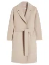 S Max Mara Virgin Wool Belted Single Breasted Coat In Neutral