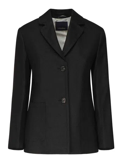 S Max Mara Arrigo Jacket In Heavy Linen Canvas In Black