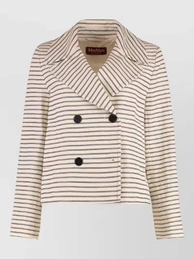 S Max Mara Assuan Double Breasted Striped Cropped Jacket In Neutral