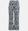 S Max Mara Printed Straight Leg Pants In Blue Indigo