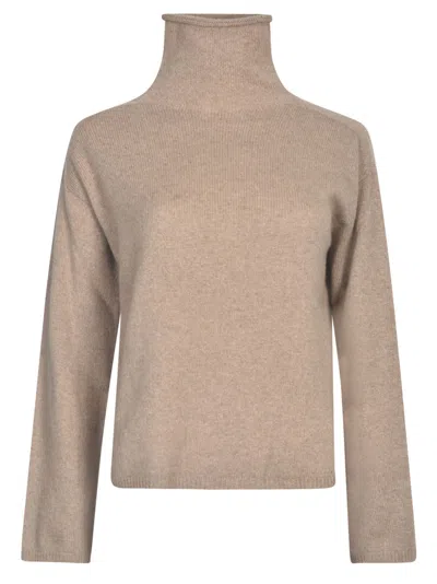 S Max Mara Rib Trim Plain Turtleneck Pullover In Beige