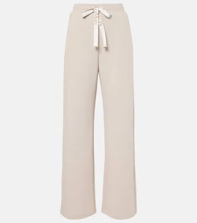 's Max Mara Bali Cotton-blend Jersey Wide-leg Pants In Beige