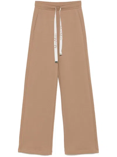 's Max Mara Argento Cotton Poplin Wide Leg Pants In Brown