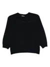 S Max Mara Balloon-sleeve Wool Top In Black
