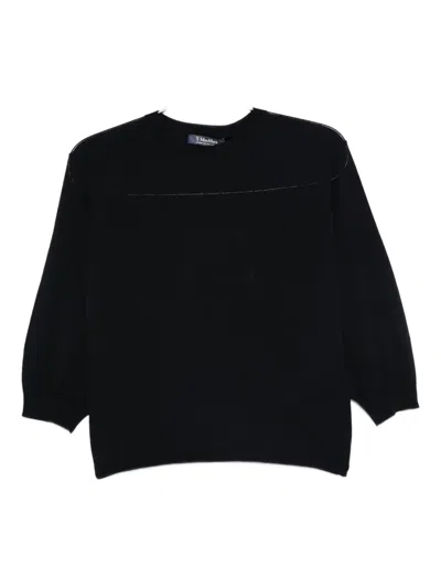 S Max Mara Balloon-sleeve Wool Top In Black