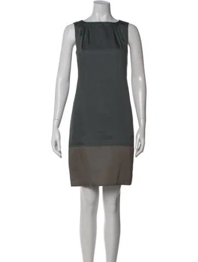 Pre-owned 's Max Mara Bateau Neckline Knee-length Dress In Grey