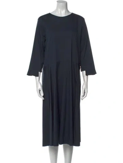 Pre-owned S Max Mara Bateau Neckline Midi Length Dress In Blue