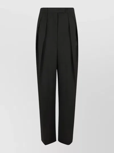 S Max Mara Bautta Tailoring Trousers Pleated Straight Leg In Black