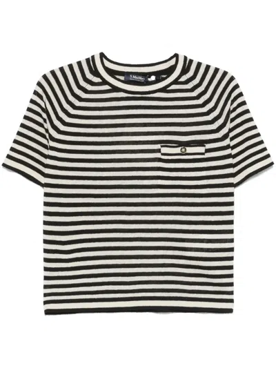 S Max Mara Beati Striped T-shirt In Beige