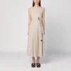 S Max Mara Amina Cotton Twill Belted Midi Dress In Beige