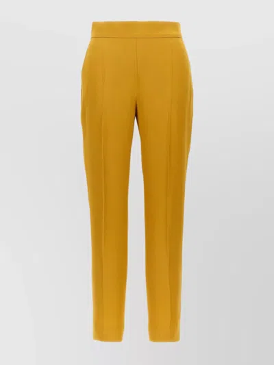 S Max Mara Belt Loops Pleated Front Side Pockets Straight Leg Trousers In Yellow