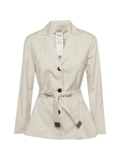 Pre-owned 's Max Mara Belted Button-up Cotton Jacket In Neutrals