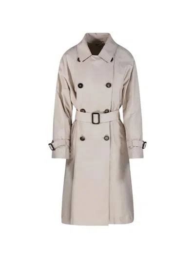 's Max Mara Belted Double-breasted Coat In Neutral
