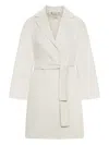 S Max Mara Messi Belted Virgin Wool Coat In White