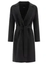 S Max Mara Belted Long-sleeved Coat In Black
