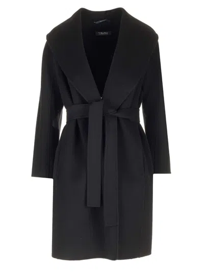 's Max Mara Belted Long-sleeved Coat In Black
