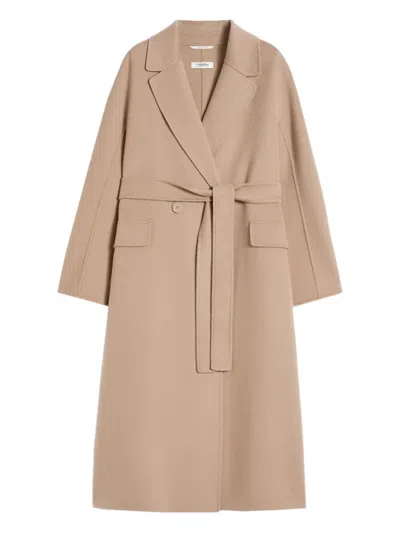 's Max Mara Belted Notched-lapel Coat In Neutral