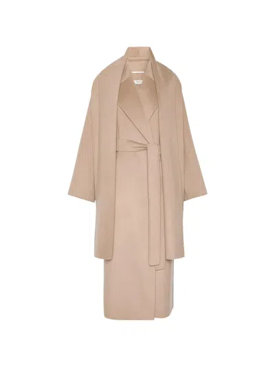 S Max Mara Belted Single-breasted Coat In 뉴트럴