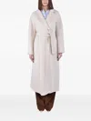 's Max Mara Long Robe Coat In Pure Virgin Wool With Matching Belt In Neutral