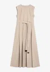 S Max Mara Amina Cotton Twill Belted Midi Dress In Beige