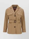 S Max Mara Belted Waist Jacket With Flap Pockets