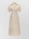 S Max Mara Belted Waist Pleated Skirt Short Sleeves Dress