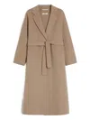 S Max Mara Belted Wool Coat In Brown