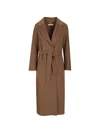's Max Mara Belted Wool Coat In Brown