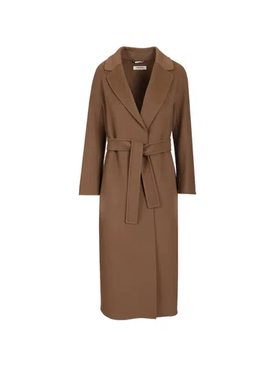 's Max Mara Belted Wool Coat In Brown