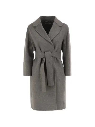 's Max Mara Belted Wool Coat In Gray
