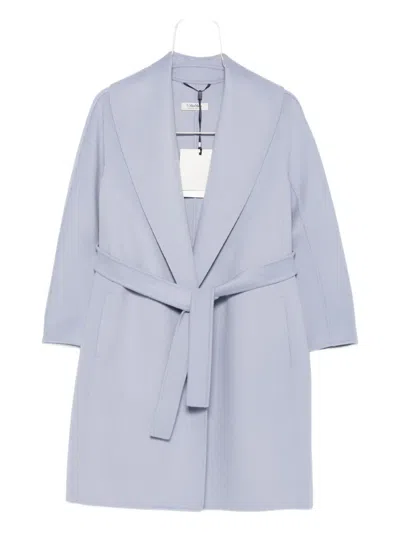 S Max Mara Belted Wrap Coat In Blue