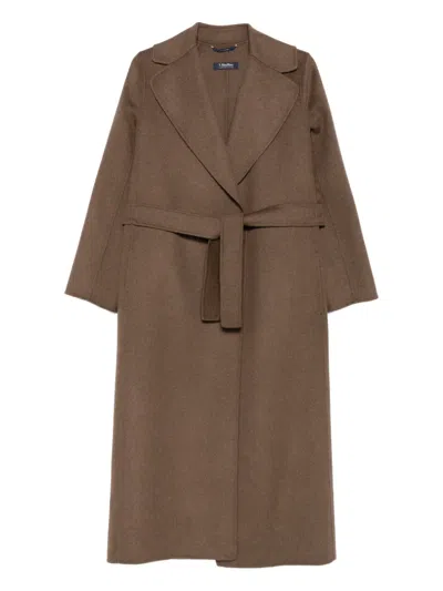 's Max Mara Belted Wrap Coat In Brown
