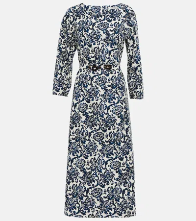 's Max Mara Betty Floral Cotton Poplin Midi Dress In Ultramarine