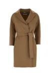 S Max Mara Arona Belted Waist Wool Coat In Brown